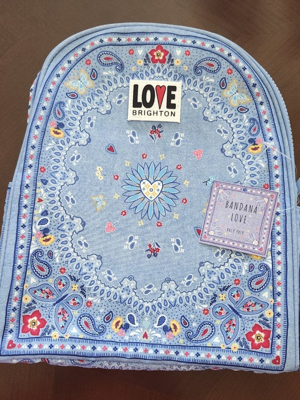 Brighton LOVE Mini Backpack Blue Bandana Butterfly Canvas - NWT